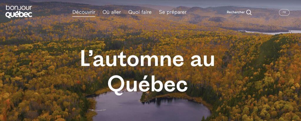 Carte interactive de suivi des couleurs d'automne au Québec sur Bonjour Québec