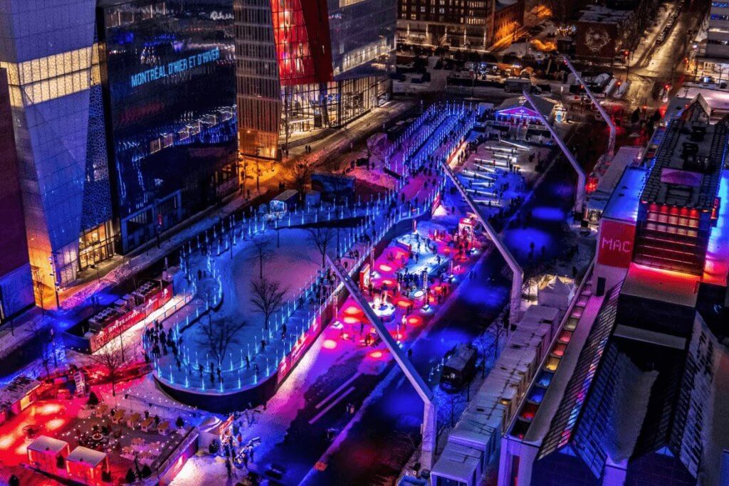 Montréal en Lumière de nuit, festival d'hiver à Montréal